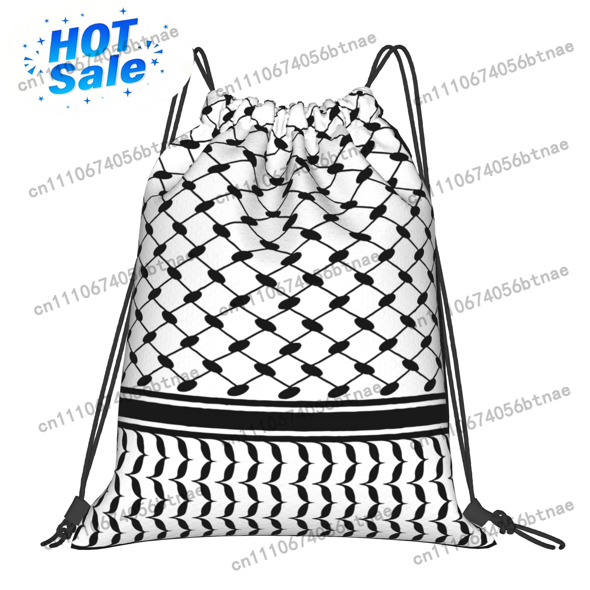 Drawstring Gym Bag - Kufiya Middle Eatern Pattern Drawstring Bag
